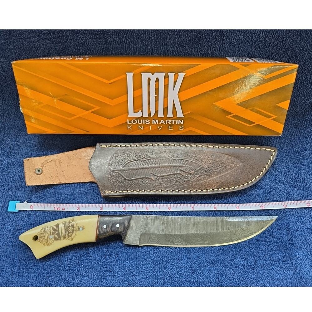 Hunting Bowie Knife 10.75 Inch Custom Forged Damascus Blade LMK Knives #8308